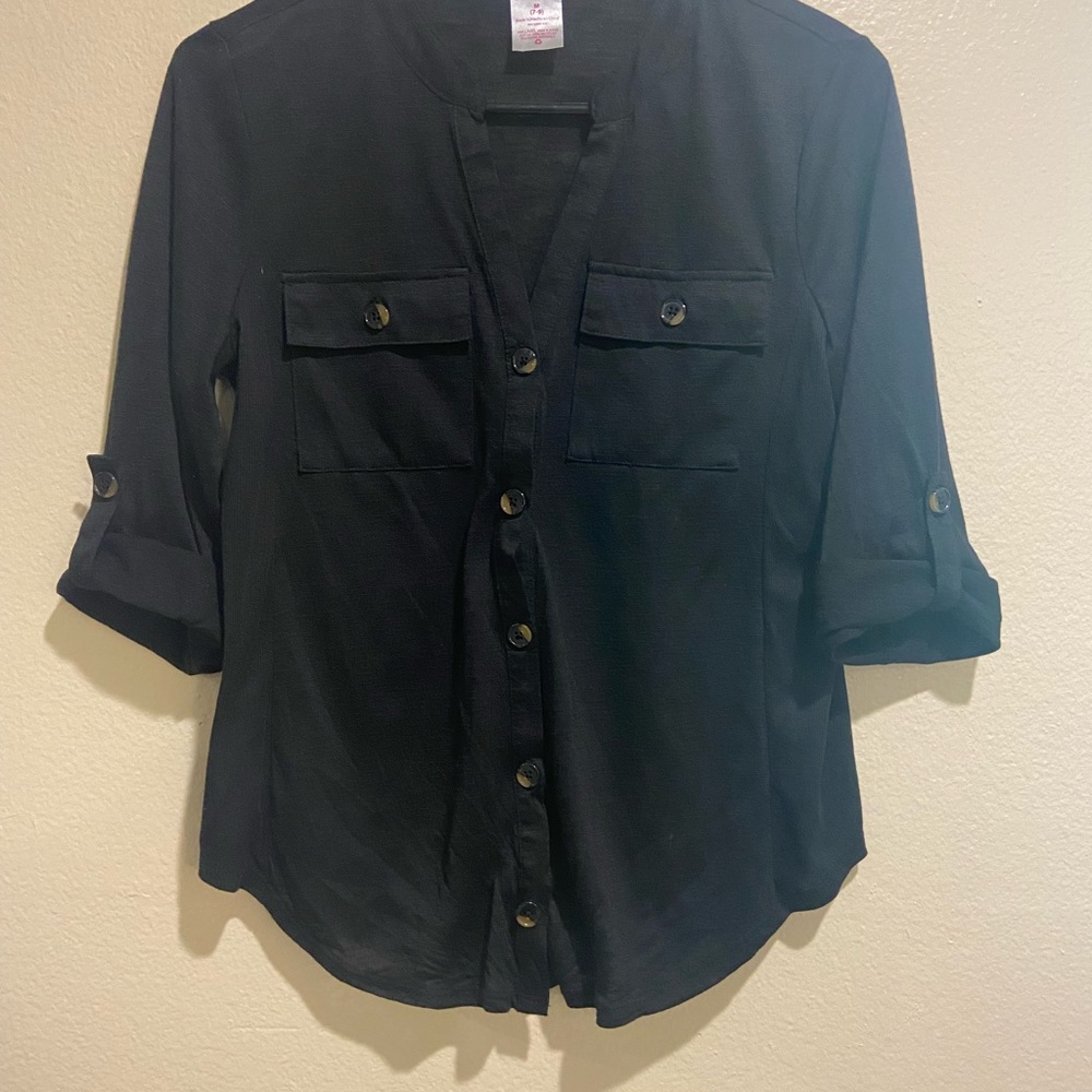 Black button down top